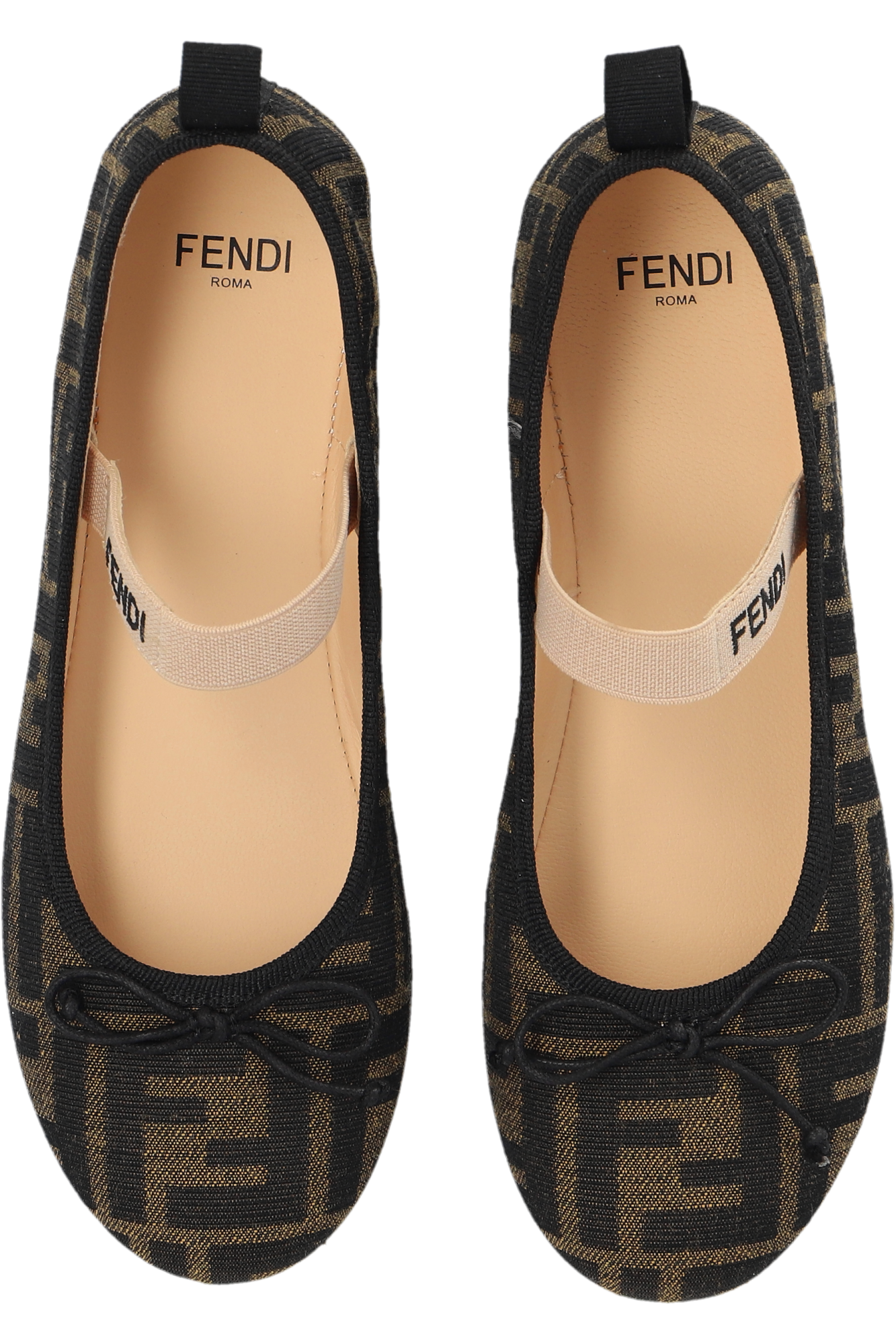 Beige Monogrammed ballet flats Fendi Kids Fendi Ff 0429 s Dark